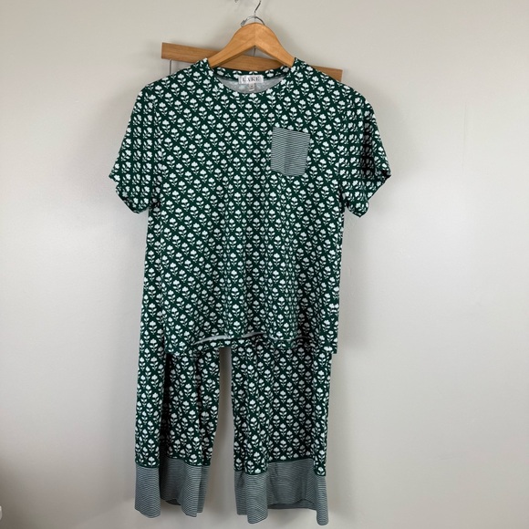 Lake Pima Crew Wide Leg Pajama Set in Frasier Bloom Women's Size Medium - Picture 2 of 8